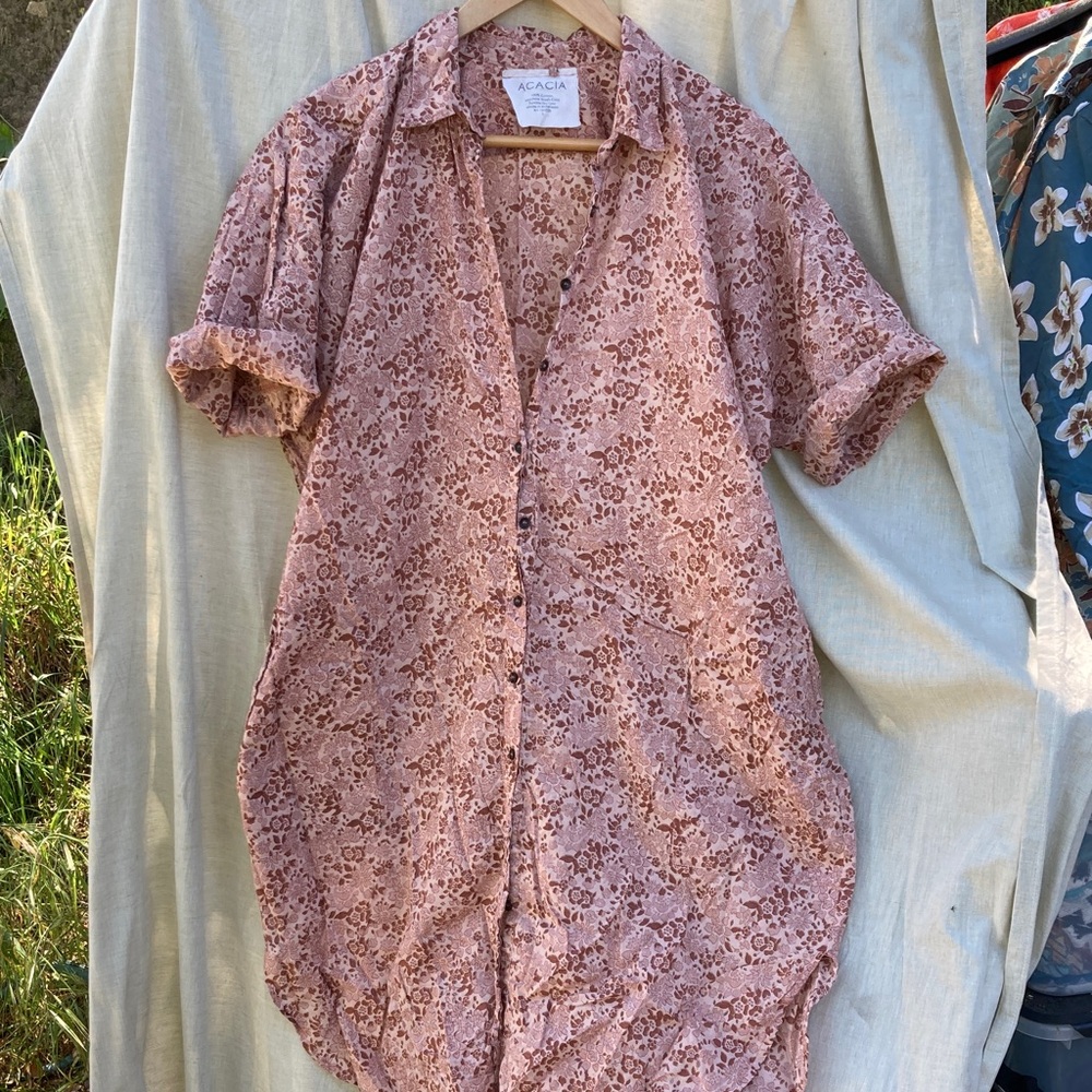 Acacia button cotton light  shirt dress like Koki/mombasa